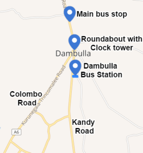 Dambulla bus stop map